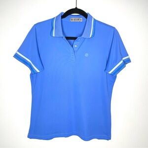 G/FORE Women's Blue Polo with White and Light Blue Trim